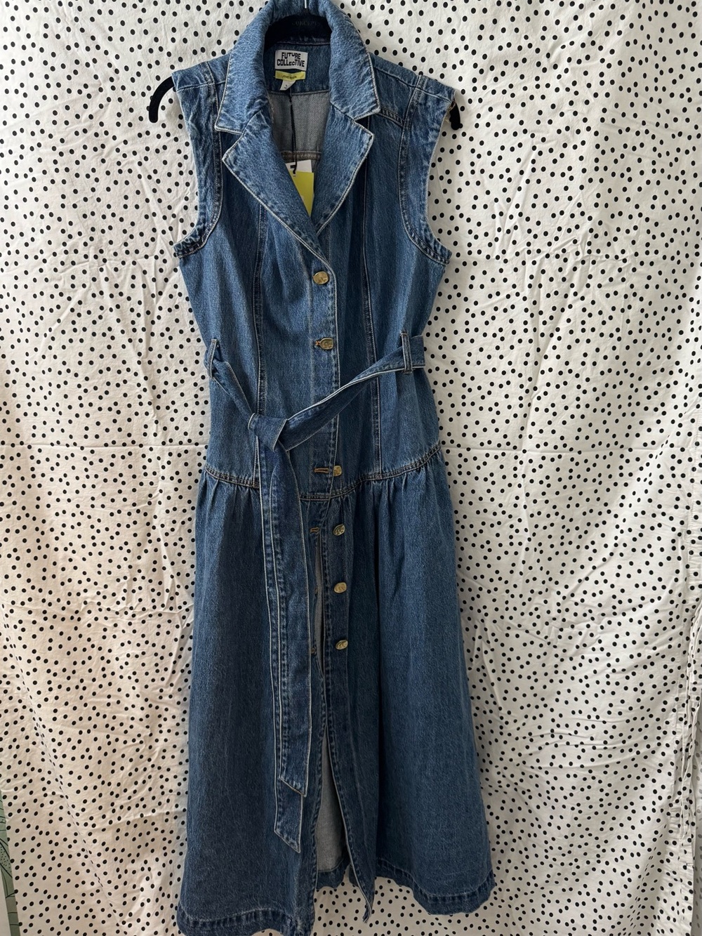 Women's Sleeveless Denim Button-Front Midi Dress~Future Collective ~Jenee Naylo